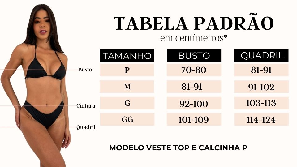 tabela medidas padrão